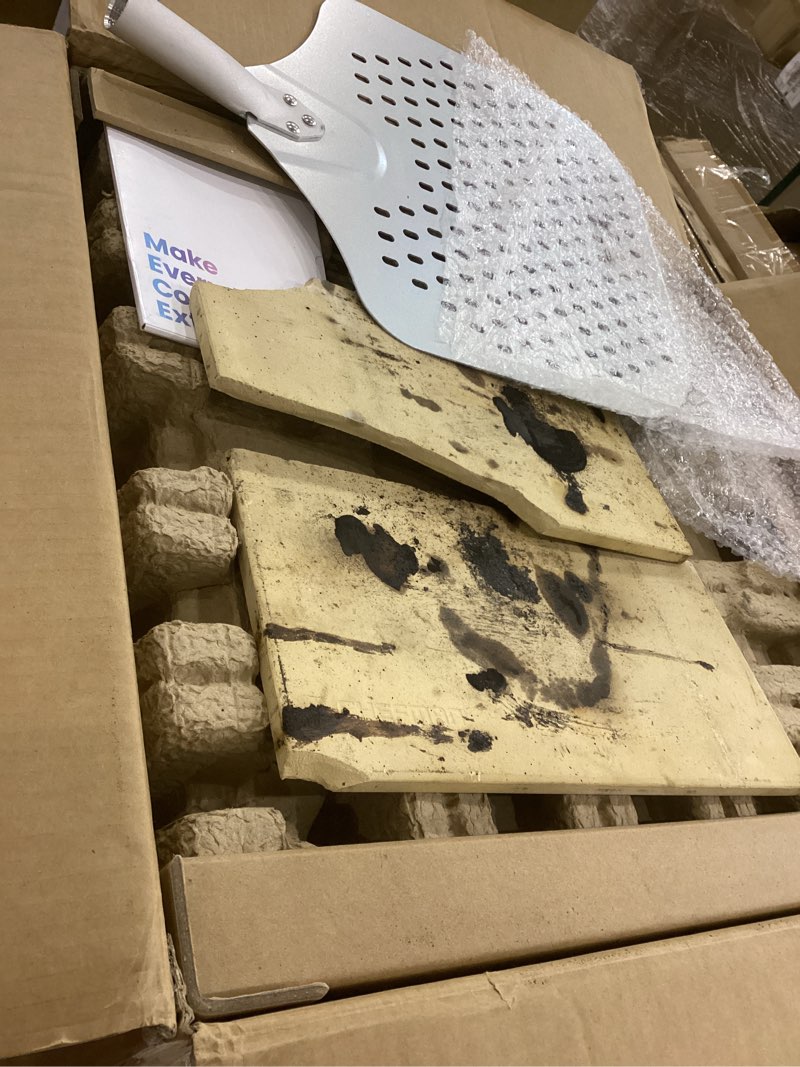 Condition photo showing As Is for CHEFMAN Indoor Pizza Oven - Makes 12 Inch Pizzas in Minutes, Heats up to 800°F - Countertop Electric Pizza Maker with 5 Touchscreen Presets, Pizza Stone and Peel Included - Stainless Steel 12 inch Stainless Steel