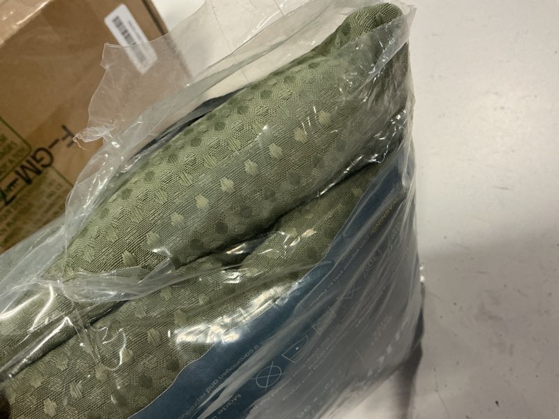 Condition photo showing Good Condition for inhousolu no hook shower curtain with removable snap-in liner, waffle weave 230 gsm polyester, weighted hem, water repellent washable, 72 x 72 inch, sage green sage green 72"w x 72"l (pack of 1)