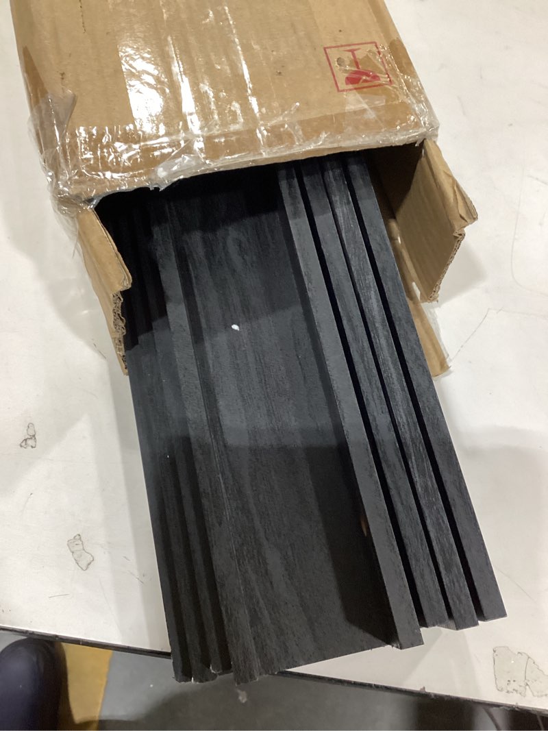 Condition photo showing As Is for Giftgarden 24 Inch Wall Mounted Floating Shelves Set of 5, Black Wood Wall Shelves for Bathroom, Bedroom, Kitchen, Living Room Storage, Wooden Picture Ledge