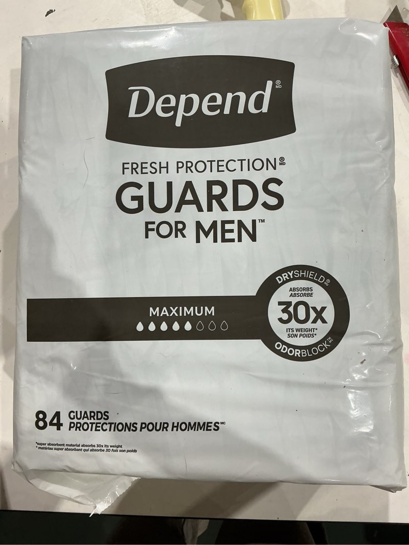 Condition photo showing As Is for depend men s maximum incontinence guards  168 count