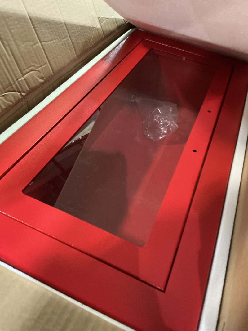 Condition photo showing As Is for Zonon 1 Pcs Semi Recessed Fire Extinguisher Cabinet Box Steel Recessed Wall Cabinet, Magnetic Door with Handle, Acrylic Window, 2.5 Inch Trim, for 2.5/5/10 lb Dry Chemical Fire Extinguisher (Red) Red 1