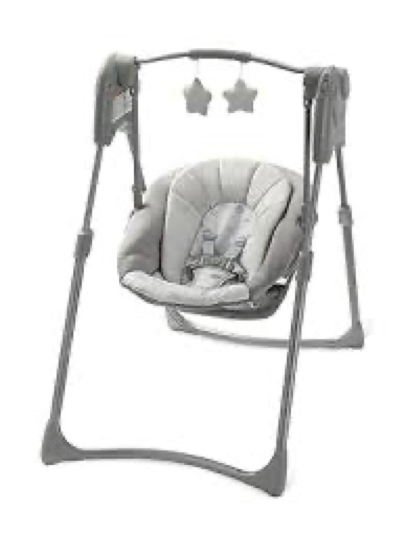 Graco slim spaces baby swing grey * packaging opened maybe be missing peices/hardware*