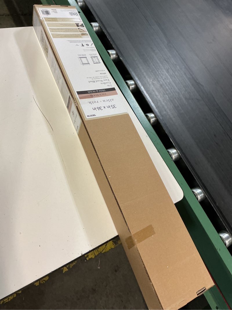 Condition photo showing New/Like New for allen + roth 2-in slat width 35-in x 36-in cordless white faux wood room darkening