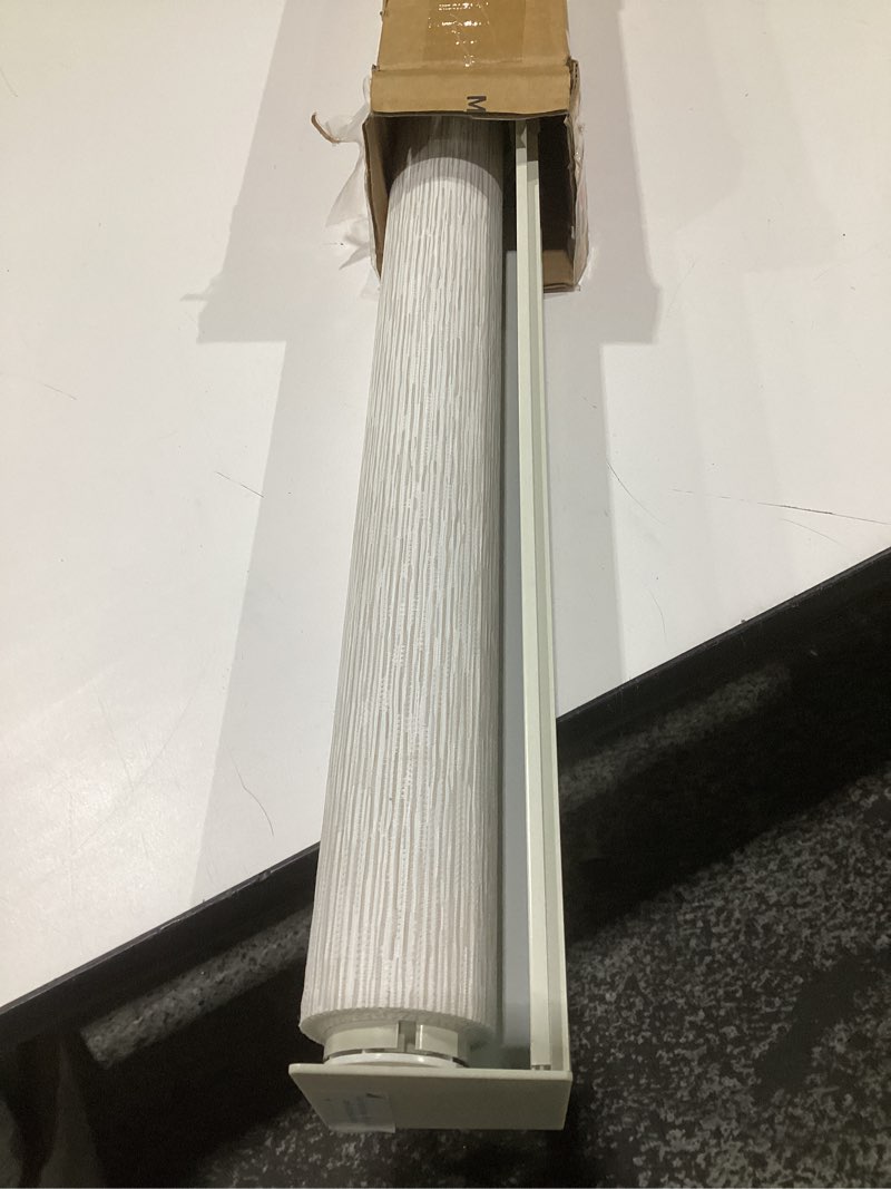 Condition photo showing Good Condition for 46" w x 72" h cordless light filtering roller shade for windows, free stop windows shades, thermal insulated linen-style blinds for home and office, modern window blind color-matched (cream) 46"w x 72"h cream