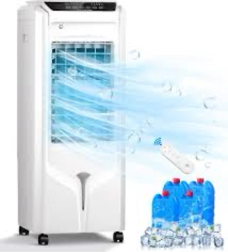 Windowless Portable Air Conditioner, 24.6" Small Evaporative Air Cooler for Room No Window, 3-Speed Settings, 4 Modes, 7H Timer, Remote Control, 4 Ice Packs, Quiet AC Unit for Bedroom