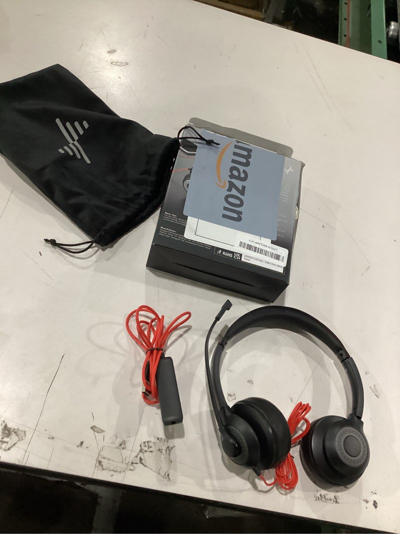 Condition photo showing New/Like New for USB Headset with Microphone for PC, On-Ear Computer Laptop Headphones with Noise Cancelling Microphone in-line Control for Home Office Online Class Skype Zoom (USB+3.5mm, Black) USB+3.5mm Black