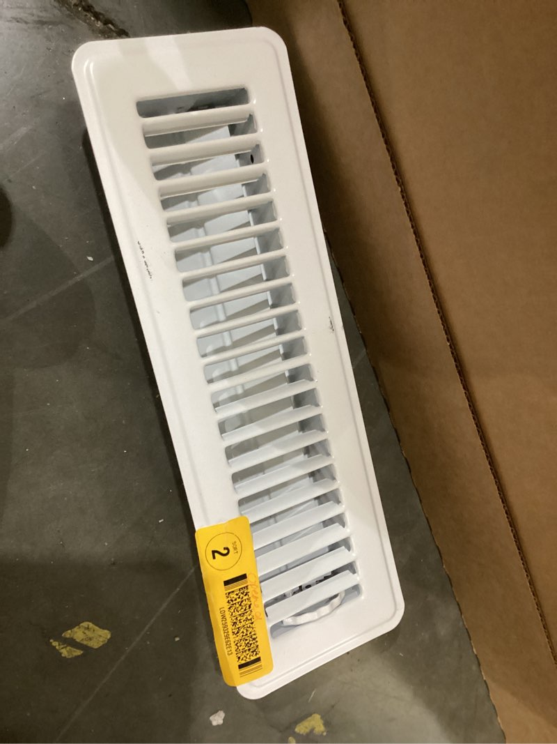 Condition photo showing As Is for accord 2-in x 10-in maximum airflow steel white floor register