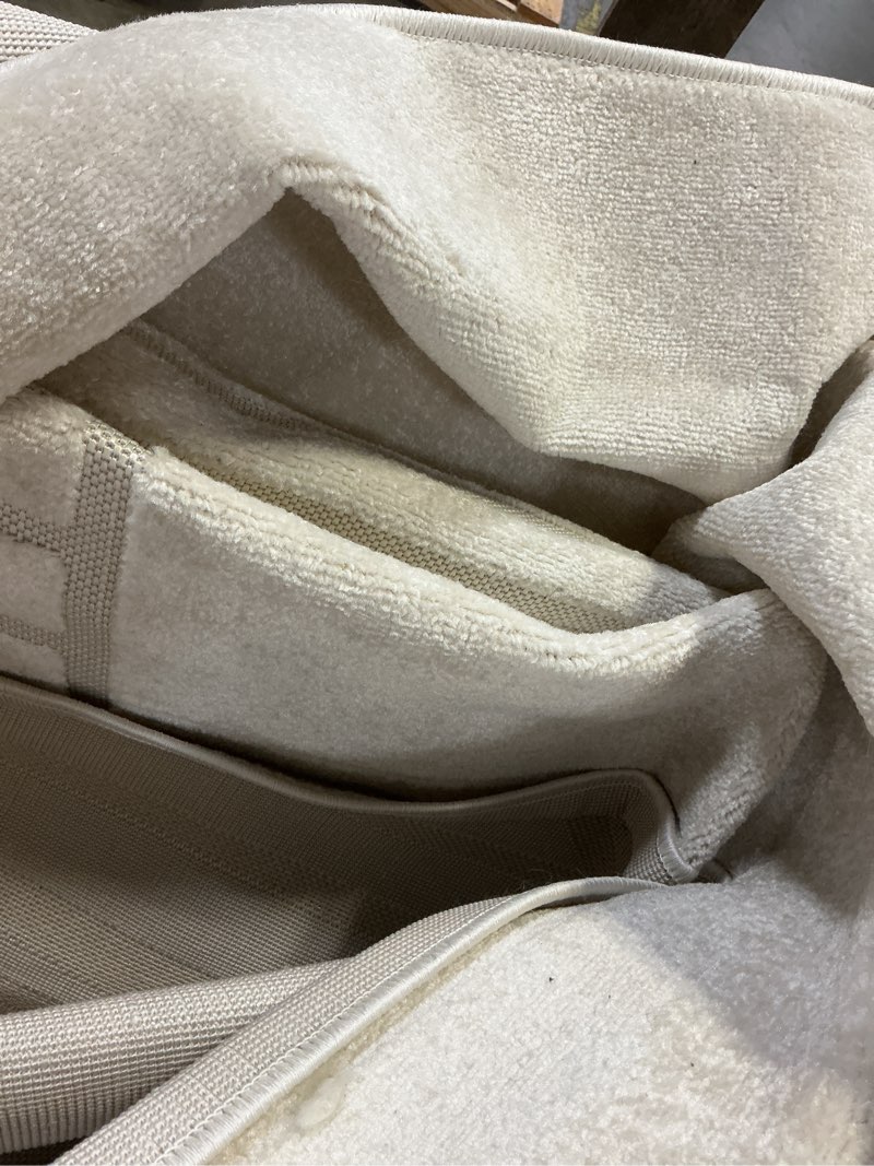 Condition photo showing As Is for JONATHAN Y Nordby High-Low Arch Striped Ivory/Cream Indoor/Outdoor Area Rug, 12x15, Pet Friendly, No