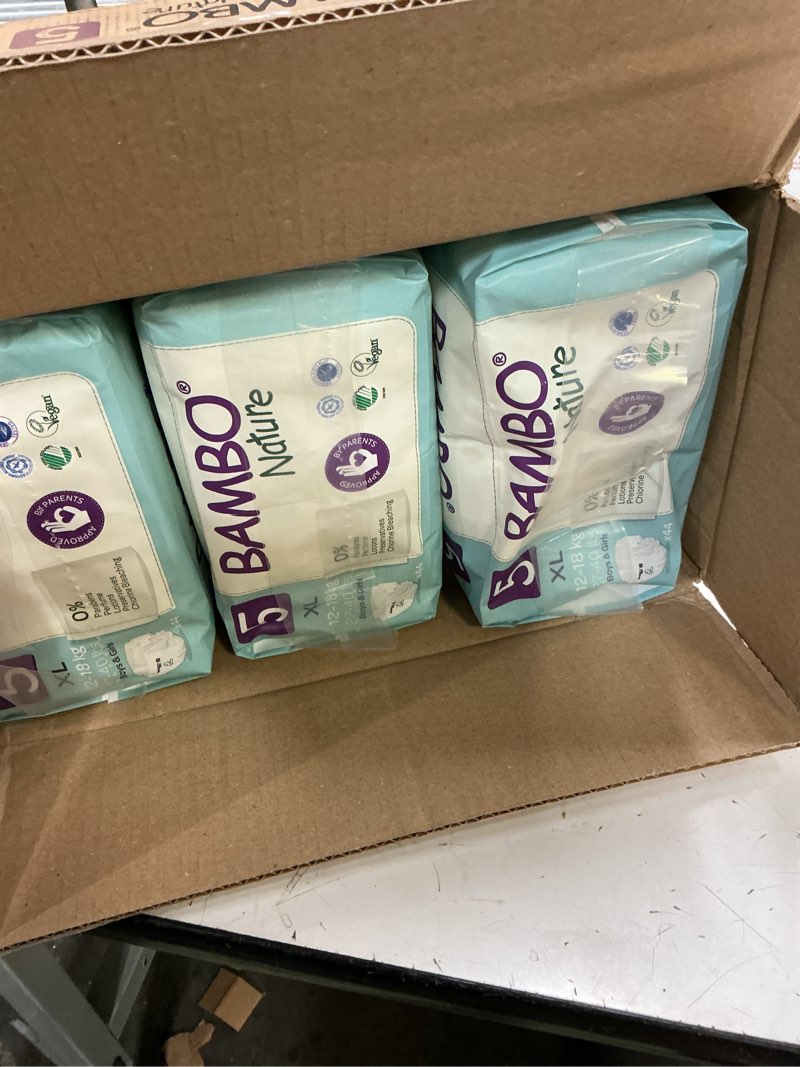 Condition photo showing New/Like New for bambo nature hypoallergenic baby diapers, eco-labeled diapers, enhanced leakage protection, totally chlorine-free, skin friendly, and super absorbent - size 5 (132 count) size 5 132