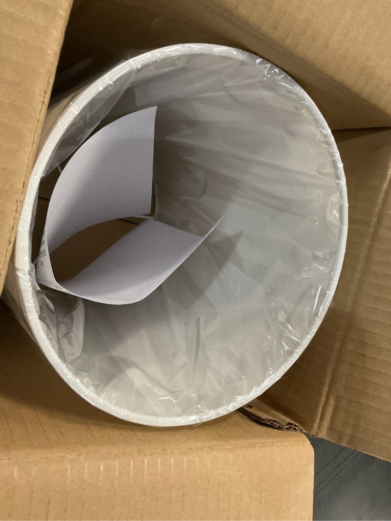 Condition photo showing Good Condition for Wellmet White 8"x 8"x11" Lampshade, No Assembly Required, Classic Modern Lamp Shade for Table Lamp, Bedside Lamp, Floor Lamp, Fabric Drum Lampshade, Spider Fitter