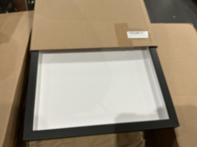 Condition photo showing Good Condition for 14x14 shadow box black | 3/4" depth of usable space | solid wood pine | includes uv resistant acrylic plexiglass, acid-free backing & hanging hardware | made to order in usa