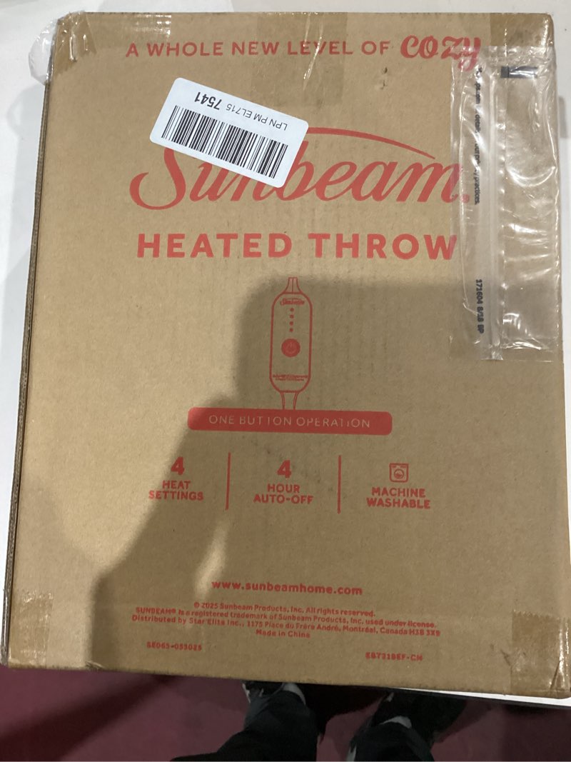 Condition photo showing Good Condition for Sunbeam Electric Throw Royal Mink Sherpa Heated Blanket, 4 Heat Settings, 4-Hour Auto Shut-Off, Fast Heating, Luxurious and Ultra Comfy, Night Fog Color, 50" x 60"