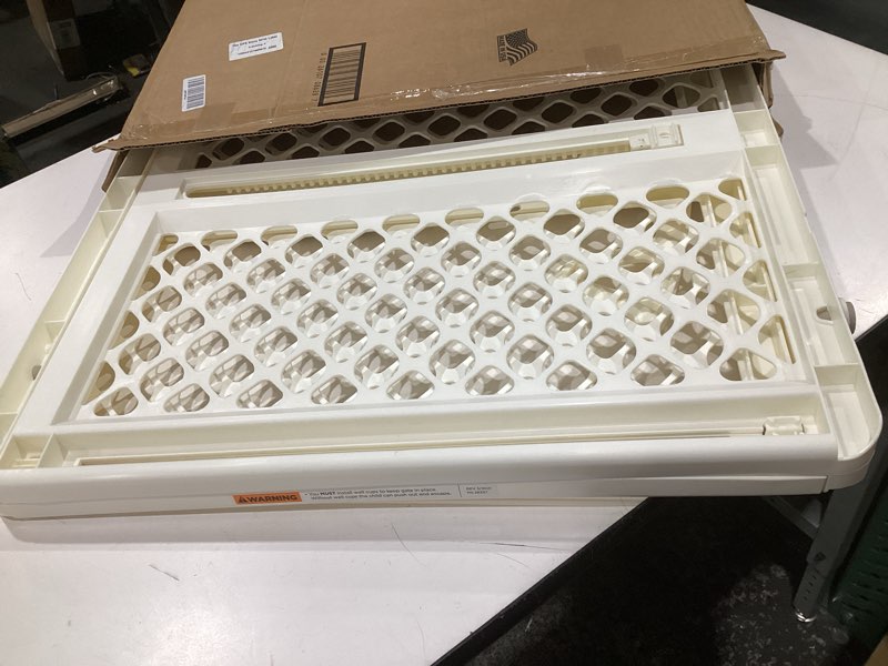 Condition photo showing Good Condition for toddleroo by north states - supergate ergo baby gate: plastic baby gate for stairs & doorways - adjustable indoor safety gate - made in usa - 26 to 42 inches wide - 26 inches tall - ivory