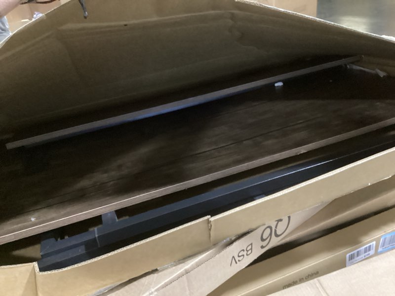 Condition photo showing As Is for Small Folding Desk 39.4 Inch, Foldable Computer Desks with LED Lights and Monitor Stand, Work Portable Table for Bedroom Home Office, Black 39.4 inch Black