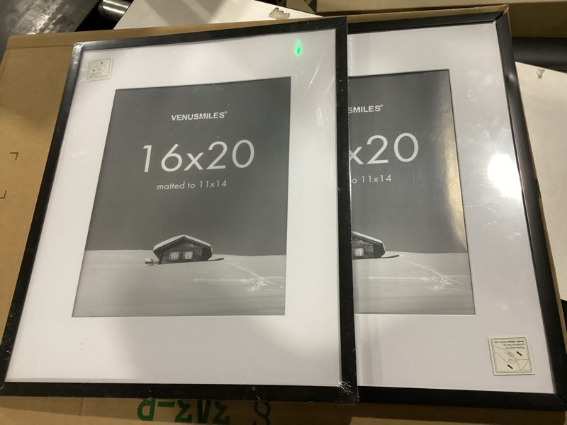 Condition photo showing Good Condition for venusmiles 16x20 picture frame, display poster 11x14 with mat or 16 x 20 without mat, wall gallery photo frames, black, 2 pack