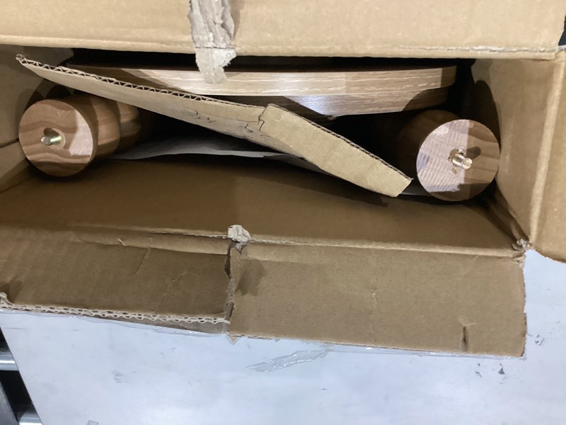 Condition photo showing As Is for Small Side Table, Drink Table for Small Spaces, Modern Martini Table with Solid Wood Leg, Round End Tables Living Room for Bedroom and Office (Rustic Walnut)