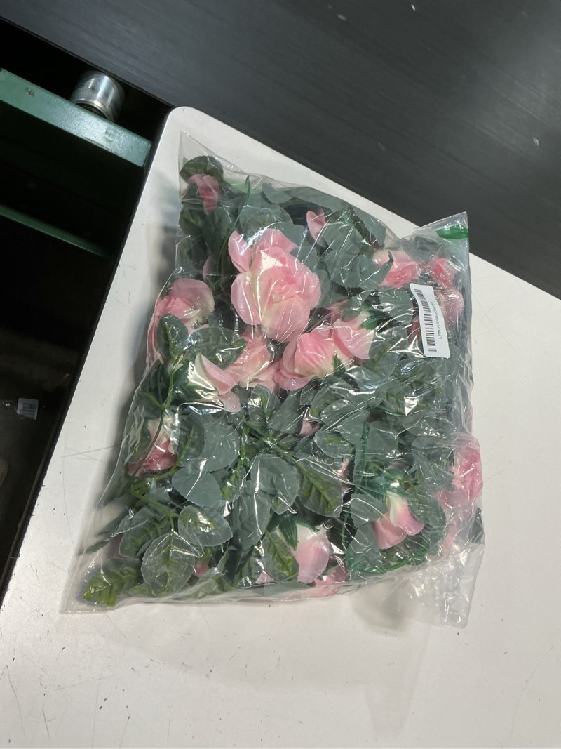 Condition photo showing Good Condition for flower garland rose vine 4pcs 28ft artificial floral garland with green leaves hanging rose vine for wedding party garden home wall decor (light pink)