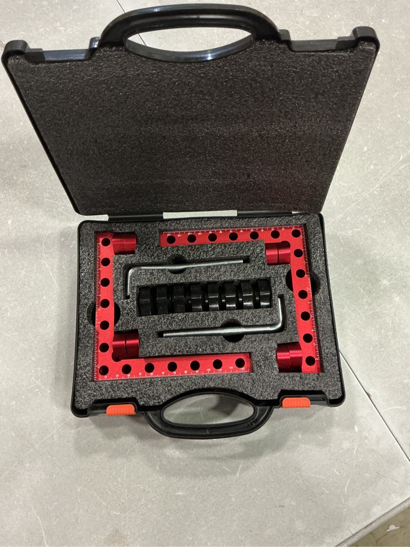 Condition photo showing Good Condition for corner clamp for woodworking, 90 degree clamp with box, right angle clamp woodworking tools, 4 pack 5.5" x 5.5"aluminum alloy positioning clamping squares for picture frames cabinets 4 pack woodworking corner clamp with case