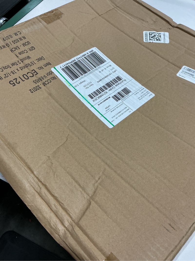 Condition photo showing As Is for Creative Co-Op Distressed Cream Wood 2-Tier Tray with Metal Handle