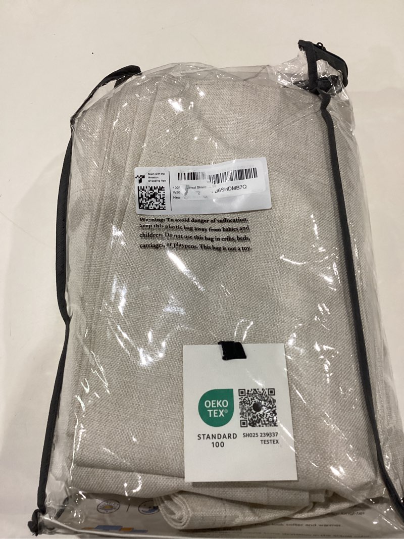 Condition photo showing New/Like New for Topfinel Linen Blackout Curtains 96 Inch Long, Boho Farmhouse Ivory Birch Viral Drapes Pinch Pleated Curtains with Hooks for Living Room, Neutral 8 FT Back Tab Bedroom Curtains 50" X 95" 2 Panels