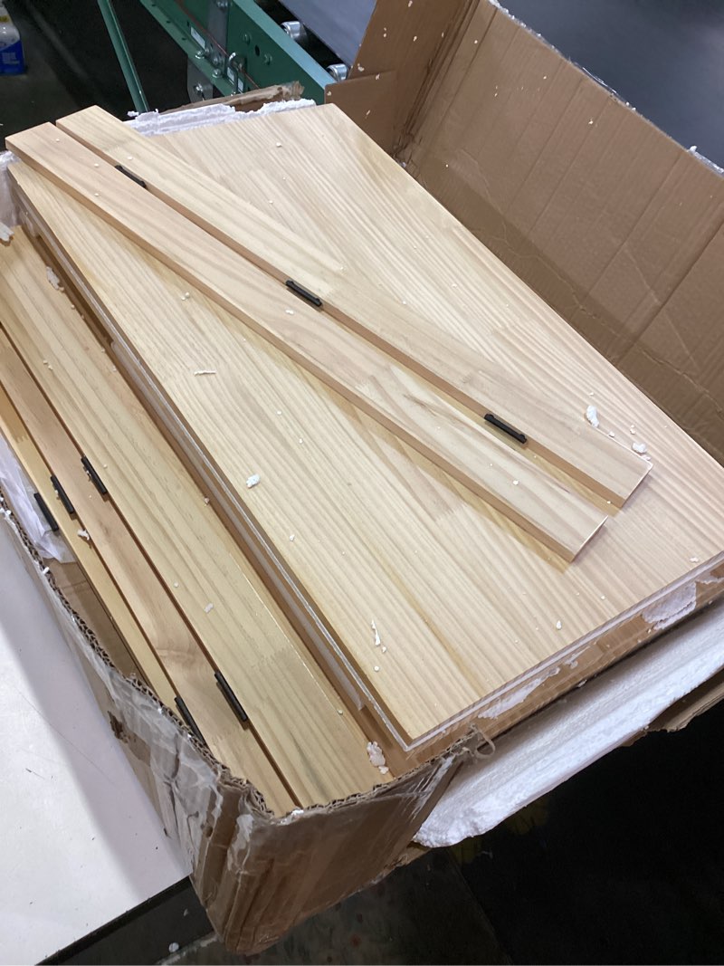 Condition photo showing Good Condition for solid pine wire shelf covers, 16" d x 28" l, tool-free pantry rack 16" depth 28" length