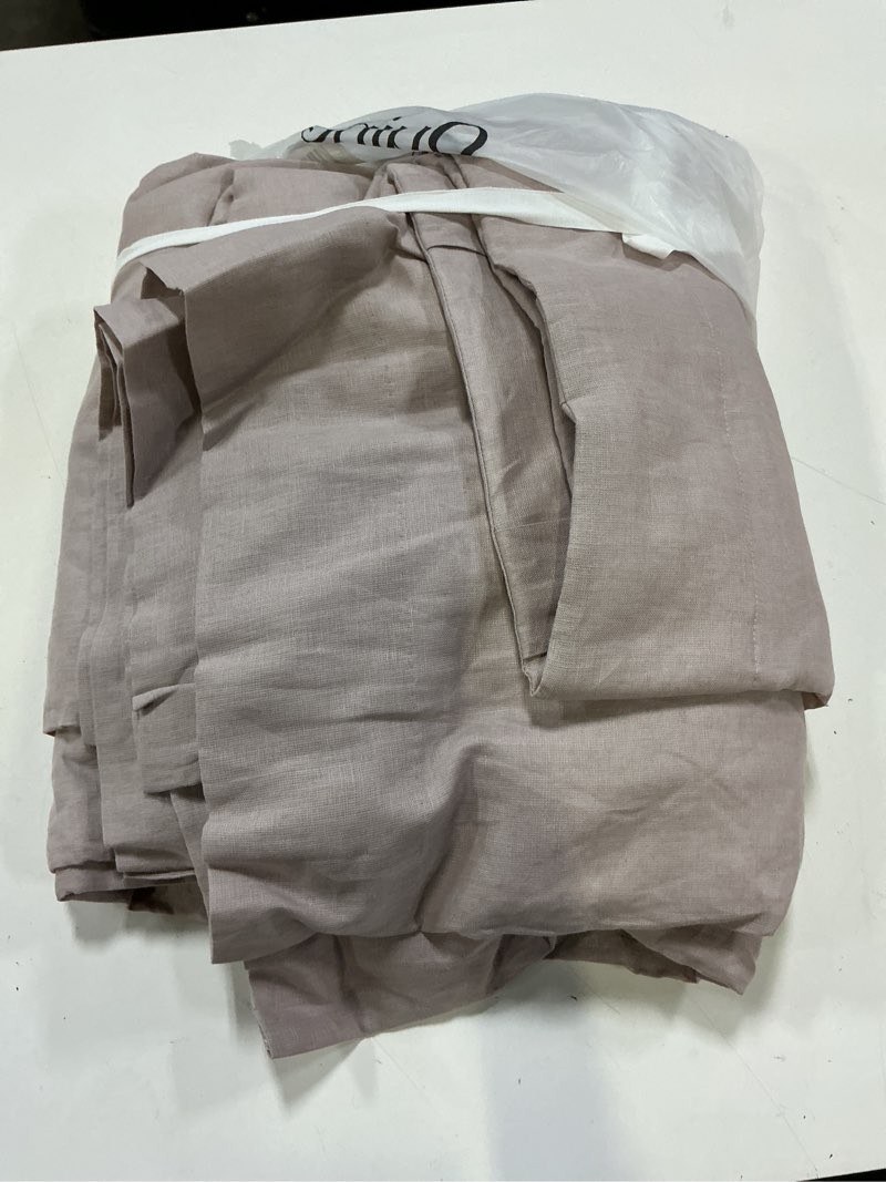 Condition photo showing Good Condition for quince european linen room darkening curtain - single panel, 96x96, rose quartz