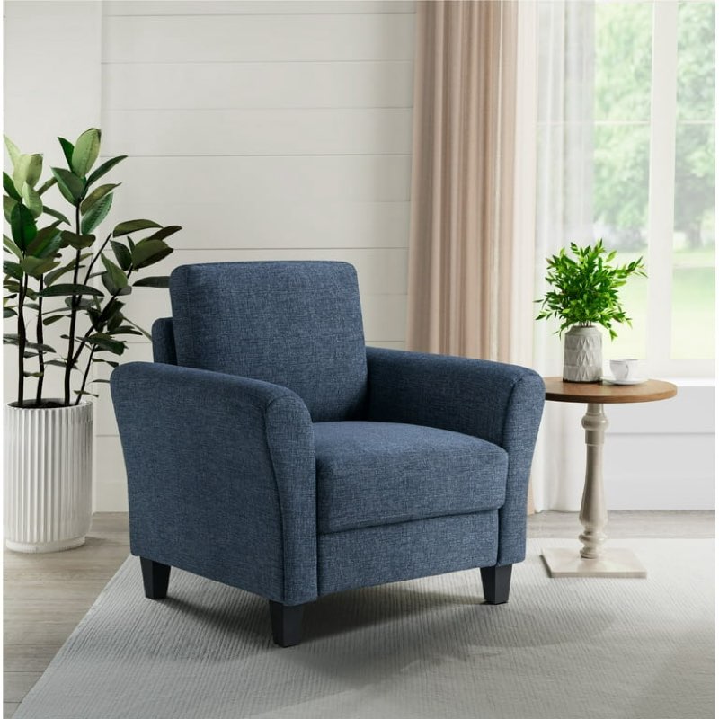 incomplete * missing parts *Lifestyle Solutions Alexa Microfiber Fabric Club Chair with Rolled Arms, Blue