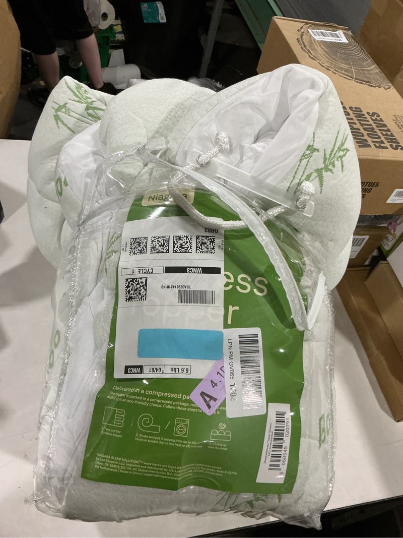 Condition photo showing As Is for ultra soft queen size mattress topper - viscose made from bamboo pillow top mattress pad for back pain relief - naturally cooling for hot sleepers, green green queen