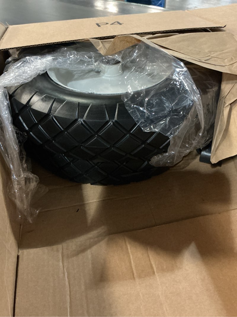 Condition photo showing Good Condition for 4.80/4.00-8" flat free wheelbarrow tires and wheels, 16" universal fit solid tires with 5/8" or 3/4" bearing, 3"-7" hub, adapter kit hand truck wheels replacement for garden trailer, wagons, 2 pcs 2p-16"(flat free) white-4.80/4.00-8