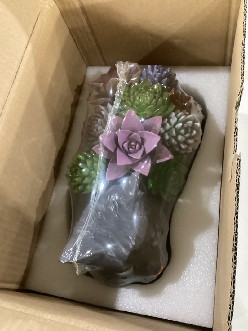 Condition photo showing New/Like New for Adorable Resin Cat with 9 Resin Succulents, Ideal Gift for Cat Lovers, Retirement, House Warming, Sympathy, Memorial Etc. (Grey) Gray