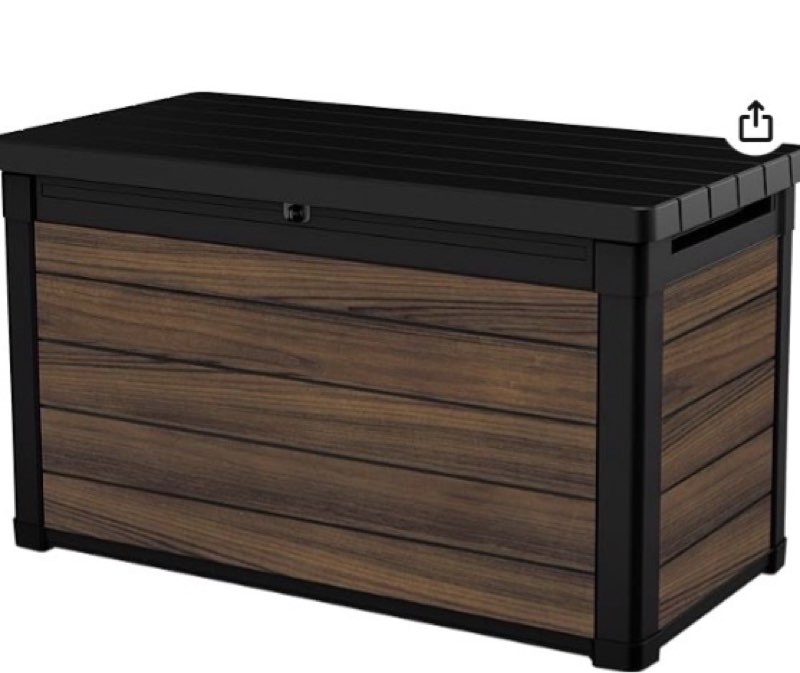 keter signature collection 100 gallon resin deck box organization and storage for patio outdoor cush
