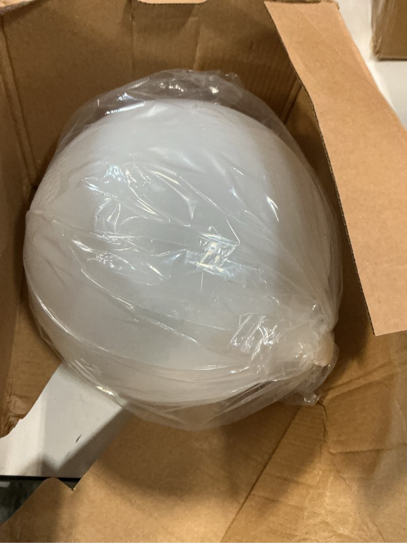 Condition photo showing As Is for mr.go 8-inch ultra-fun led glowing ball light w/remote, rgb color changing globe mood lamp, 16 colors 8 brightness 4 lighting modes, waterproof, rechargeable & ac adapter power, stunning light orb ball 8"