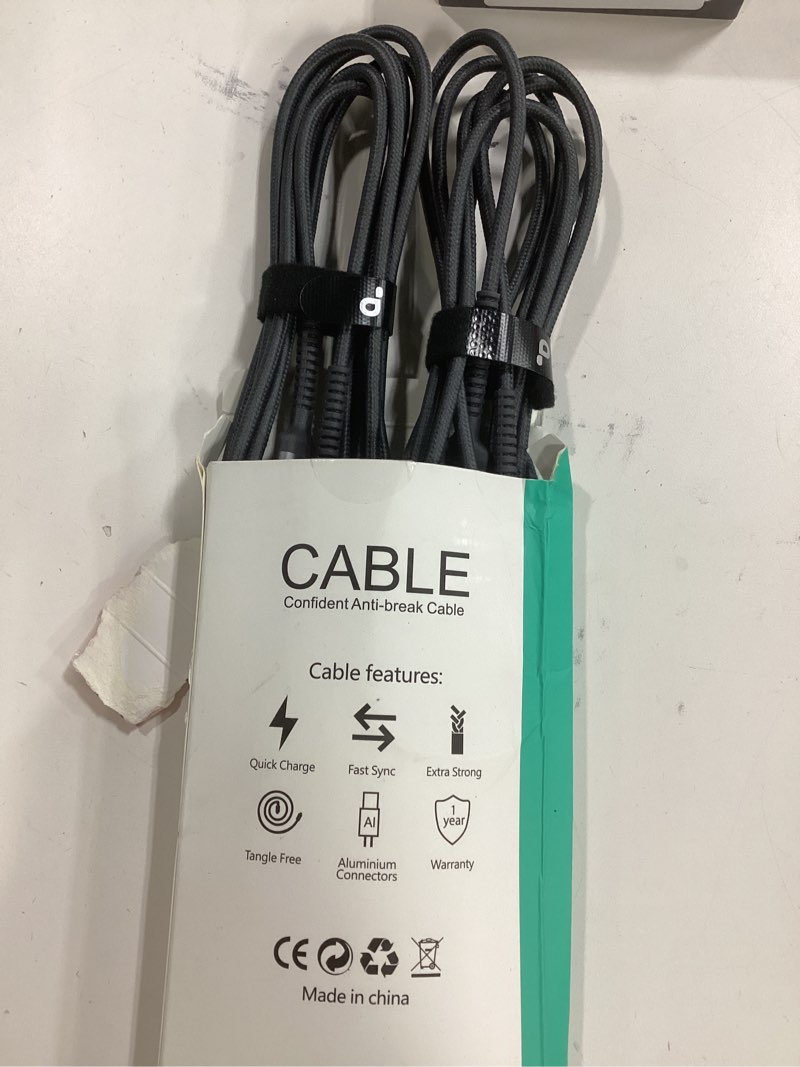 Condition photo showing New/Like New for iPhone Charger Cable 2Pack 6FT, Nylon Braided Lightning Cable, [Apple MFi Certified] Fast Charging iPhone Charger Cord Compatible with iPhone 14 13 12 11 Pro Max XR XS X 8 7 6 Plus iPad and More 6FT USB A to Lightning Grey