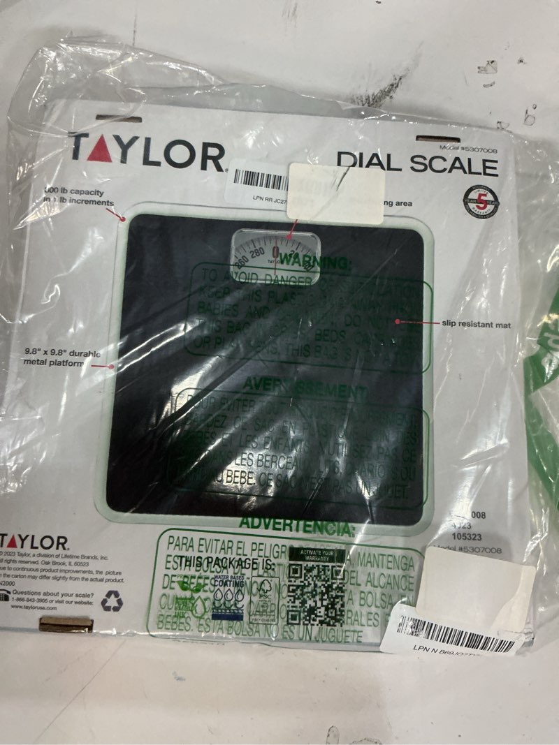 Condition photo showing Good Condition for taylor analog bath scale, classic dial body weight monitor, mechanical non-digital weighing device with 300 lb capacity, battery-powered design, sleek black finish for daily home use, black
