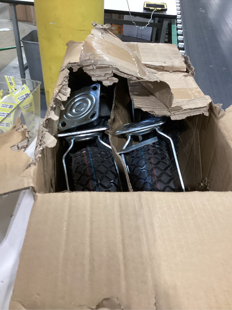 Condition photo showing Good Condition for 10 inch casters wheels, heavy duty casters set of 4 load 1300lbs with brake, locking swivel plate caster, industrial castor wheels for workbench, cart, trolley, wagon and shelves 10 inch (with brake)