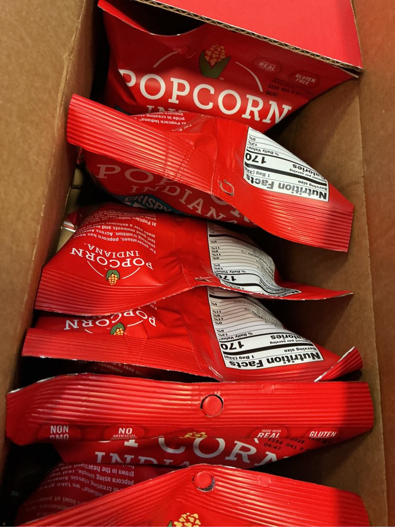 Condition photo showing New/Like New for Popcorn, Indiana Sea Salt Popcorn, 2.1 Oz (Pack of 6) Best By 12/30/2025)