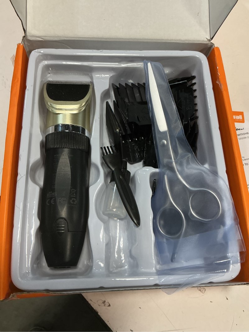 Condition photo showing As Is for oneisall Dog Clipper Low Noise, Dog Grooming Kit with Rechargeable, Pet Shaver Cordless Electric Quiet Hair Clipper Set for Dogs Cats Pets?Gold?