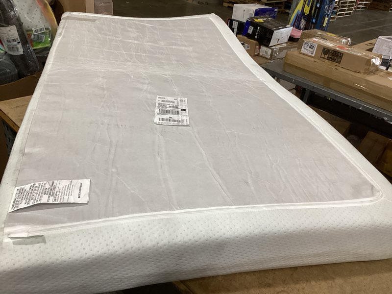 Condition photo showing As Is for zinus 6 inch twin green tea memory foam mattress [new version], fiberglass free, medium firm feel, zoned pressure relief, certified safe foams & fabric, mattress in a box white twin 6in small box