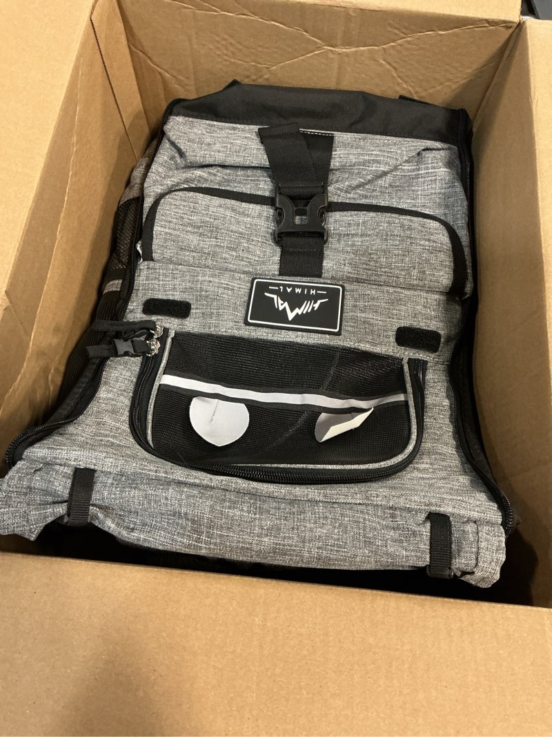 Condition photo showing Good Condition for expandable pet carrier backpack, airline approved cat & dog backpack carrier, soft-sided travel backpack with 4 entrances, breathable ventilated design, holds up to 25 lbs grey-xl