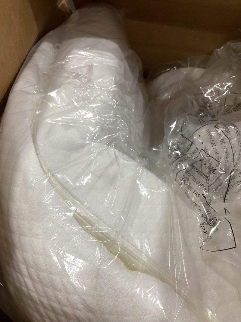 Condition photo showing Good Condition for HOMBYS Wedge Pillow Headboard for Bed Gap,Foldable Bed Wedge Gap Filler Queen Size,Matterss Gap Filler,Multi Functional Bed Crack Pillow, Fill The Gap (0-7") Between Your Headboard and Mattress,White White Queen(60"x6"x6")