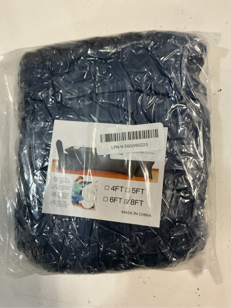 Condition photo showing New/Like New for obstal 8ft stretch spandex table cover for standard folding tables - 2 pack universal rectangular fitted tablecloth for party, banquet, events, trade show (navy blue, 96l x 30w x 30h inches) navy blue 8 ft | 2 pack