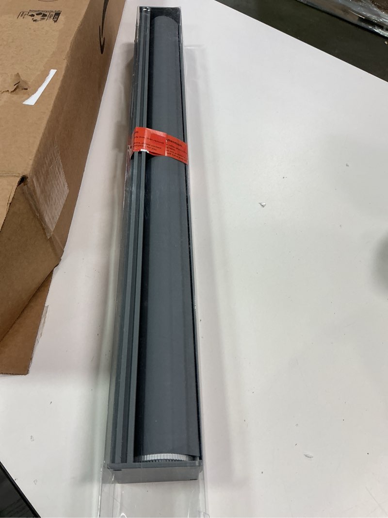 Condition photo showing Good Condition for Cordless Blackout Roller Shades Blinds for Windows Free-Stop,Pull Down Room Darkening with Valance,Thermal Insulated Woven Fabric Window Door Blinds for Home,Office,Grey 27" W x 72" L 27"W x 72"H Grey