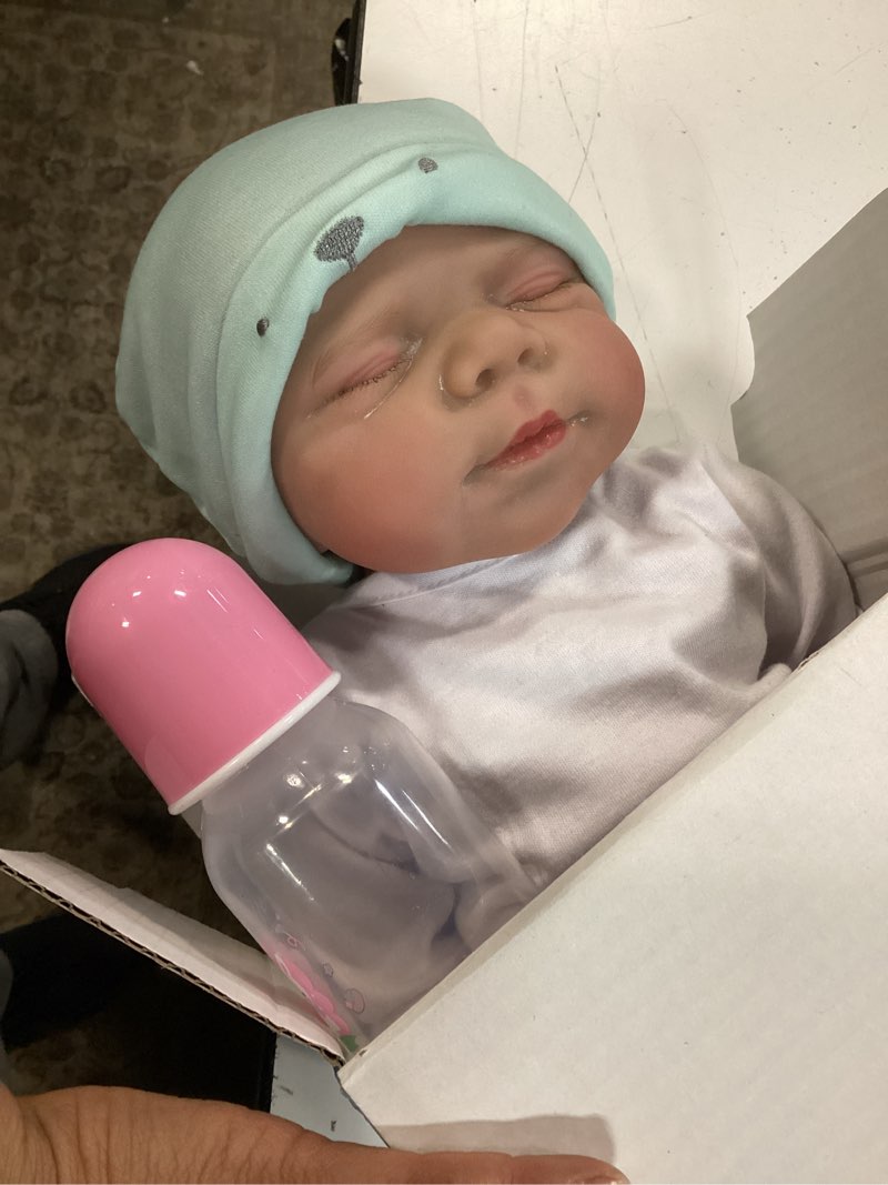 Condition photo showing New/Like New for icradle reborn baby dolls 19 inch 48 cm full body vinyl silicone baby doll girl anatomically correct hand painted hair realistic newborn doll eyes closed toy gift for ages 3+ full body girl with painted hair