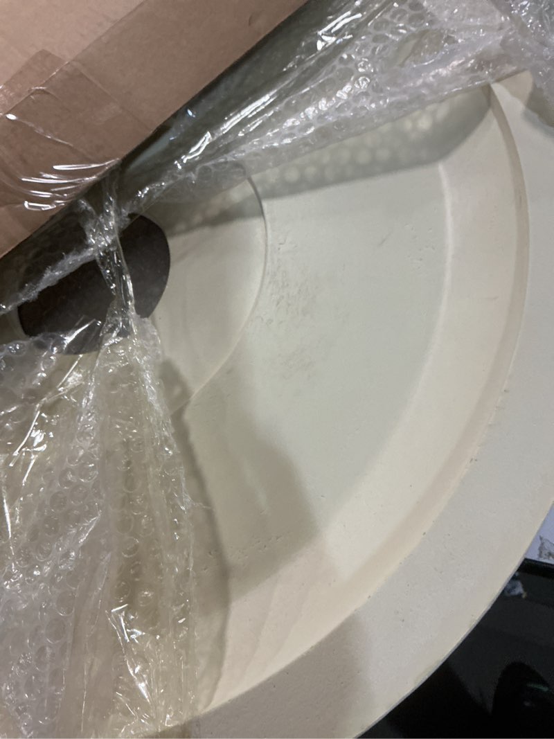 Condition photo showing As Is for ekena millwork cm24cr crendon ceiling medallion, 24 1/8"od x 4 3/8"id x 2 1/4"p (fits canopies up to 4 3/8"), factory primed