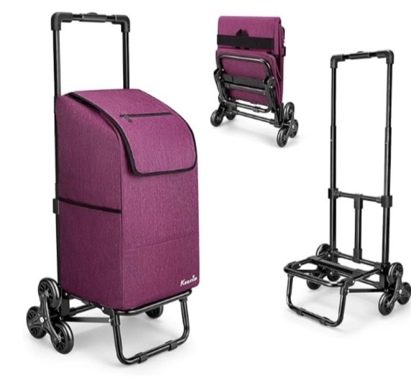 KEDSUM 2 in 1 Stair Climbing Cart, 60L/300LBS Grocery Cart on Wheels for Stairs, Shopping Carts for 