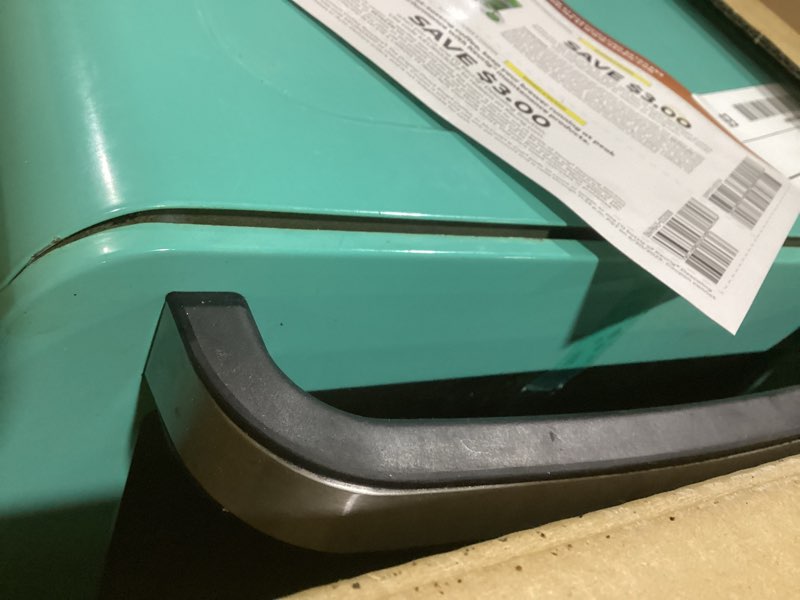 Condition photo showing As Is for GreenLife Countertop Toaster Oven Air Fryer Stainless Steel, Healthy Ceramic Nonstick, PFAS Free, Tray & Basket, Bake, Broil, Reheat, Adjustable Temp & Time Control, Auto Shutoff, Turquoise Countertop Toaster Oven Air Fryer Turquoise