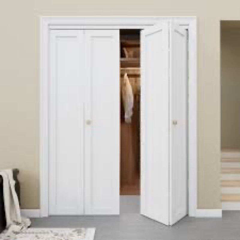 Paneled Wood Primed Bi - Fold Door 