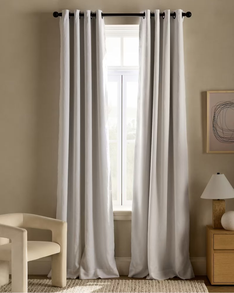 european linen grommet room darkening curtain - single panel