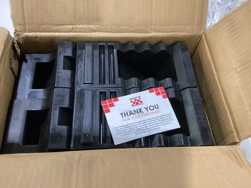 Condition photo showing Good Condition for wheel chocks for cars, rvs, trucks, trailers, and vehicles g.v.w. up to 8t, 4 pack - anti slip bottom tire chock for all weather use - rv, travel trailer, pop up camper accessory 4 pack medium