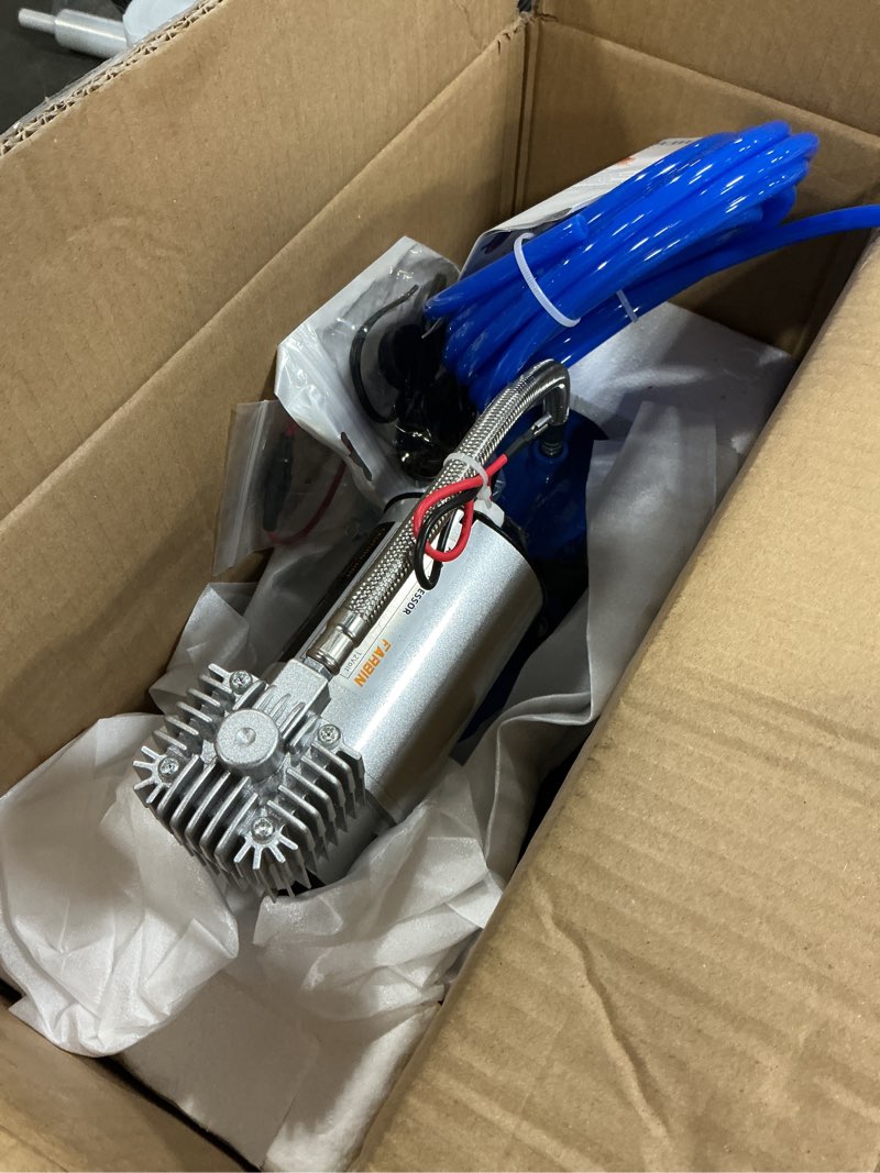 Condition photo showing New/Like New for 180db Train Horn Kit with 150 PSI Air Tank, Four Trumpet Air horns for Truck, Jeep, Pickup, SUV with 1.6 Gallon Air Compressor Can (Silver truck horn kit) 1.6 Gal Silver truck horn kit